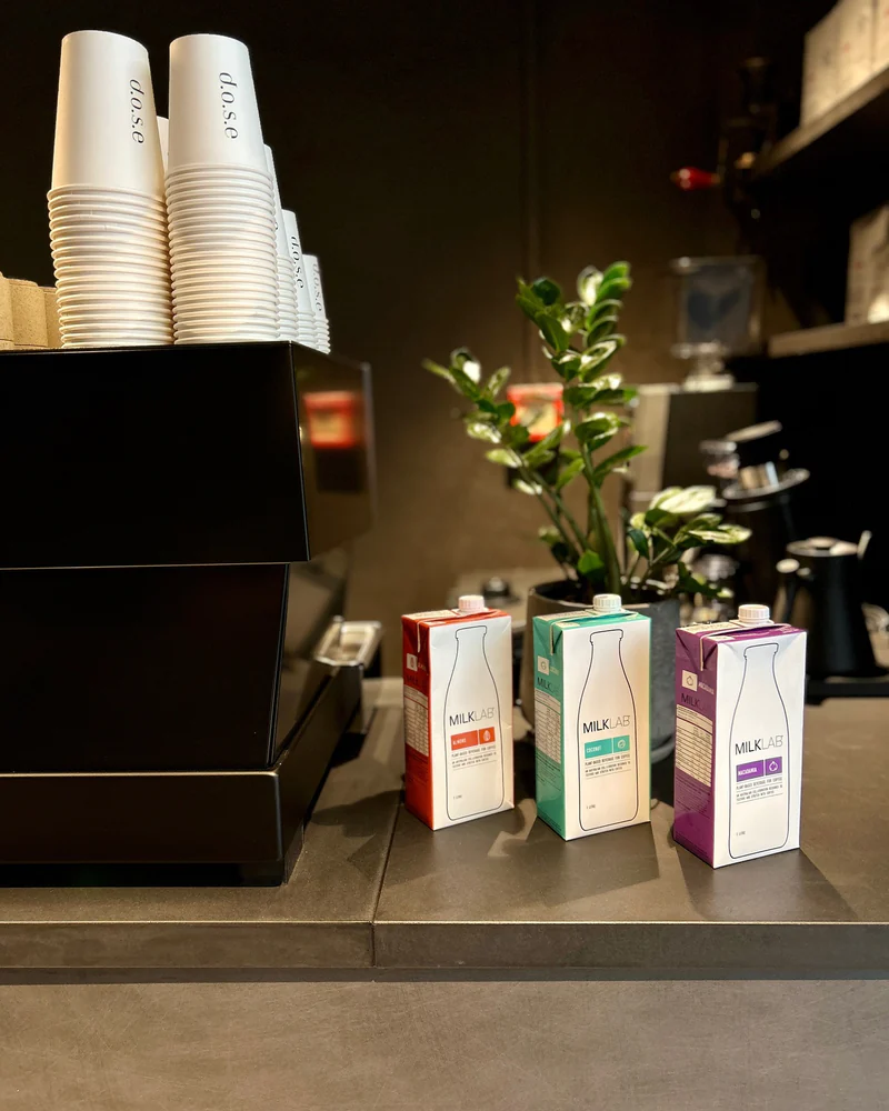 Inside D.O.S.E: branded cups and the espresso bar